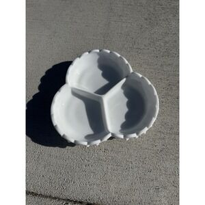 Vintage Fenton Hobnail White Milk Glass Divided Relish/Nut Dish